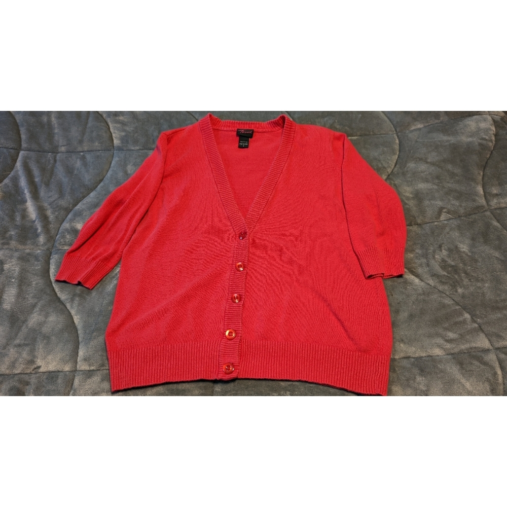 Red cardigan